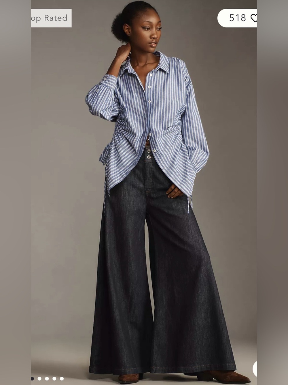 Pilcro Wide-Leg High-Rise Jeans in Charcoal Black